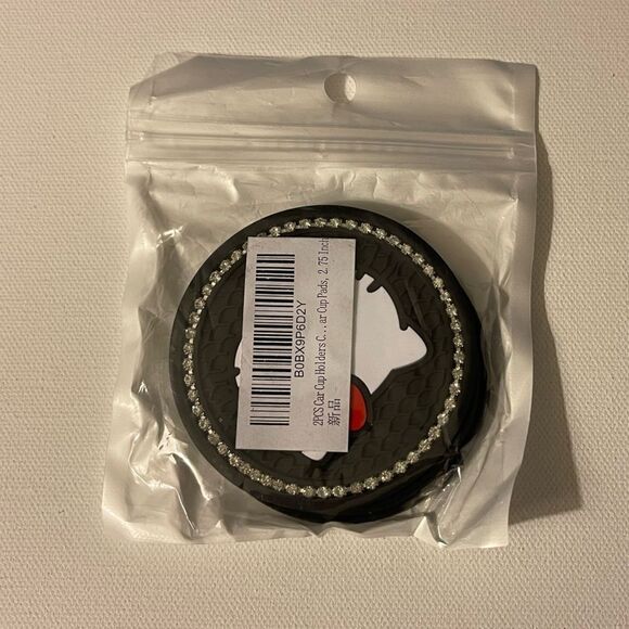 Hello Kitty car cup Coasters in Black with bling Set of 2 NWT - Picture 6 of 6